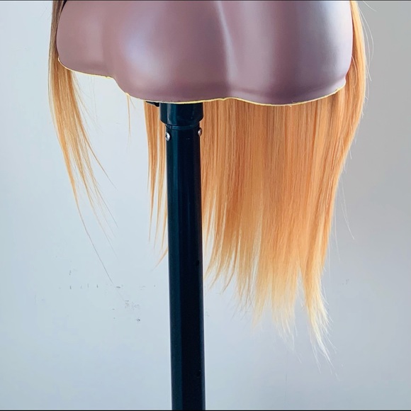 Long Straight 28” Ombre Brown Coral Premium Fiber Lace Front Wig - Picture 11 of 15